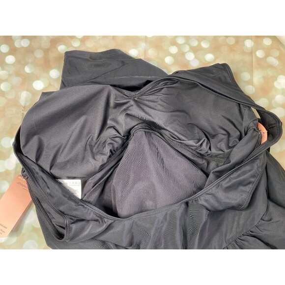 Shapermint Womens 4XL Essentials Knot-Front Swim Dress Black New - Picture 6 of 6